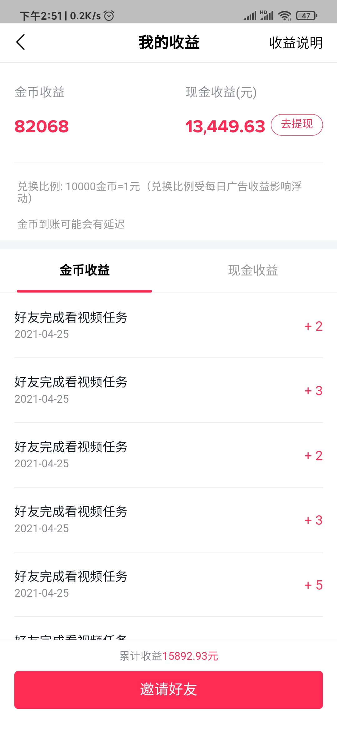 抖音极速版金币收益
