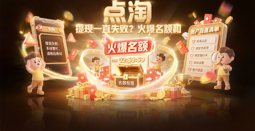 点淘提现一直失败？火爆名额和账户自查
