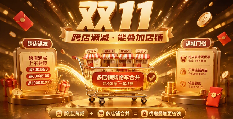 淘宝双十一跨店满减能叠加店铺券吗？凑单门槛怎么算