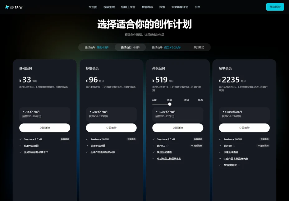 即梦会员怎么买便宜有什么用？有必要开吗一个月能生成多少条视频？