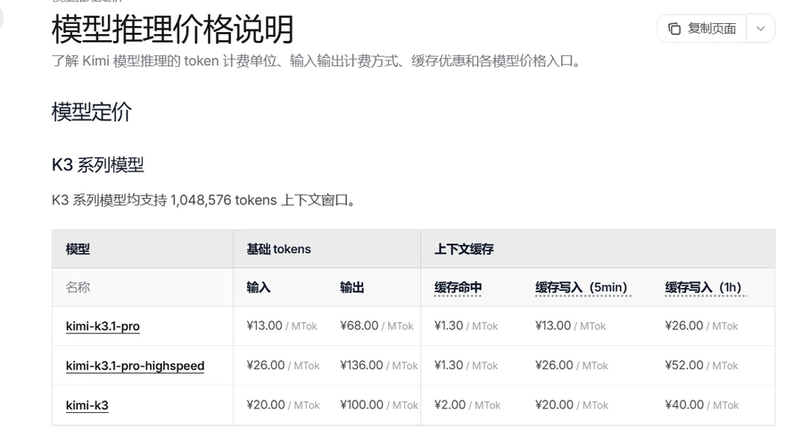 定价表里 K3.1 Pro 两档相邻的两行
