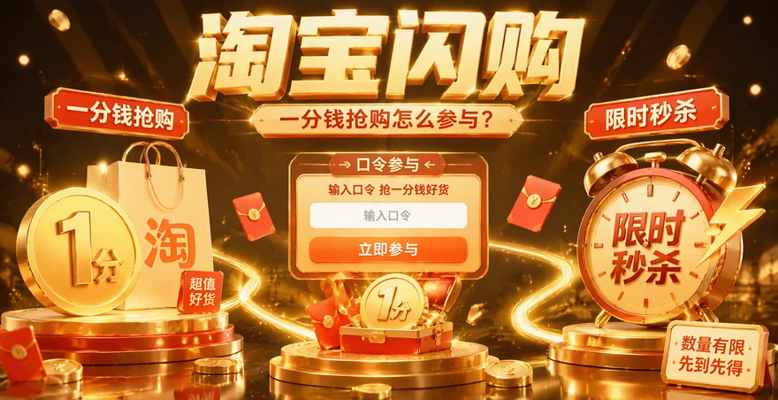淘宝闪购一分钱抢购怎么参与？口令和领取步骤