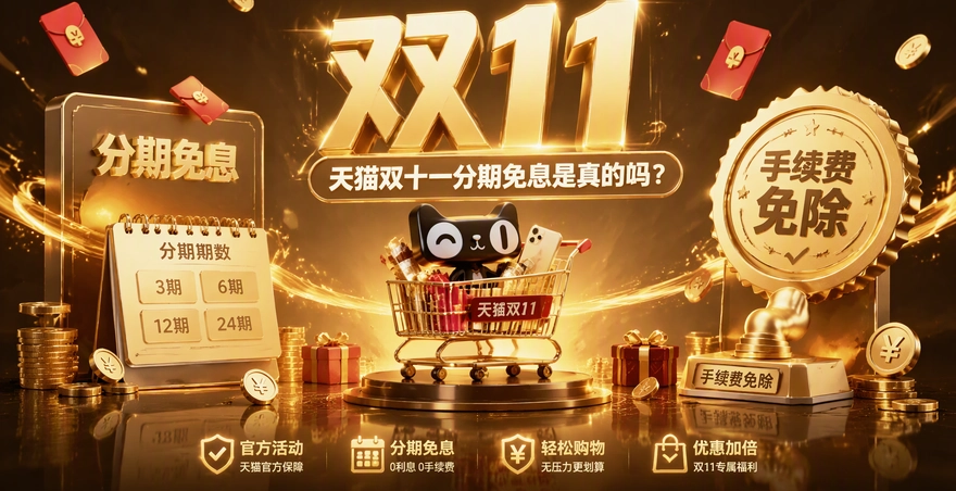 天猫双十一分期免息是真的吗？期数和手续费承担