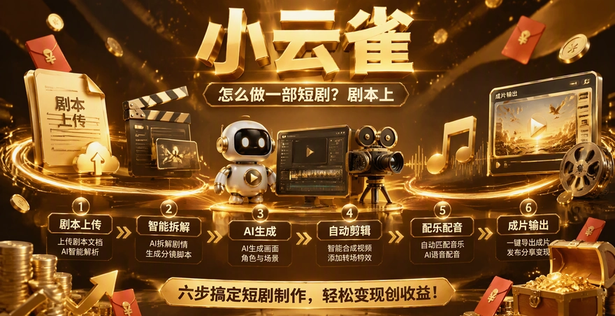 小云雀怎么做一部短剧？剧本上传到成片六步